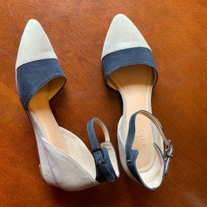 Franco Sarto Hamden d'Orsay Flat Navy/Taupe Sz 6.5